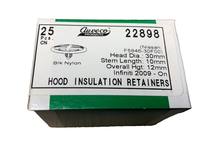 25 Auveco 22898 Hood Insulator Retainers F5846-30F00