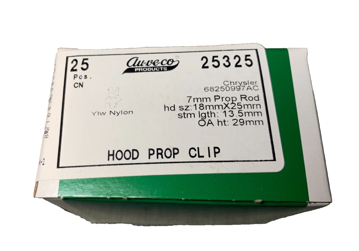 25 Auveco 25325 Hood Prop Rod Clip, 7mm Rod, for Chrysler 68250997AC