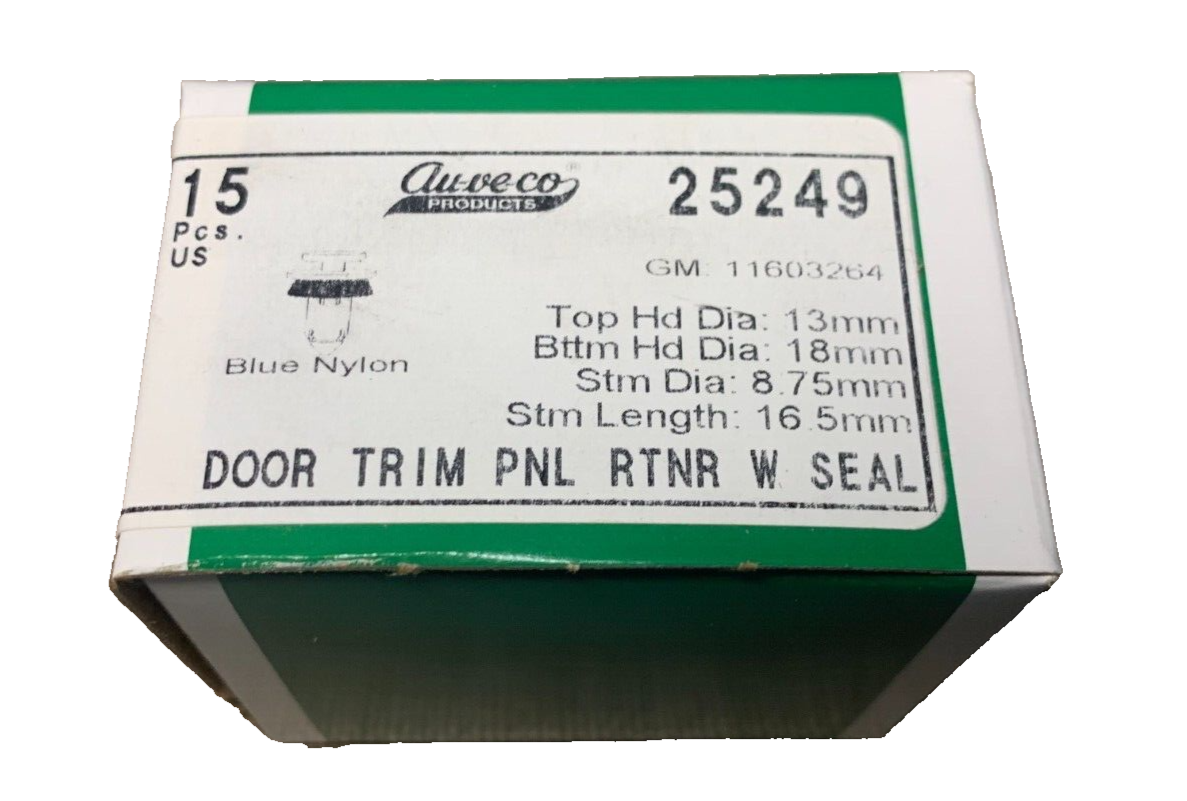 15 Auveco 25249 GM Door Trim Panel Retainer W/Seal Blue Nylon