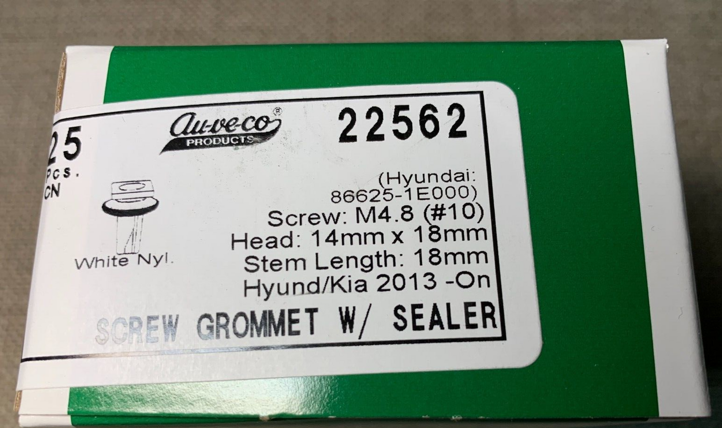 25 Auveco 22562 Screw Grommet With Sealer for Hyundai & Kia 86625-1E000