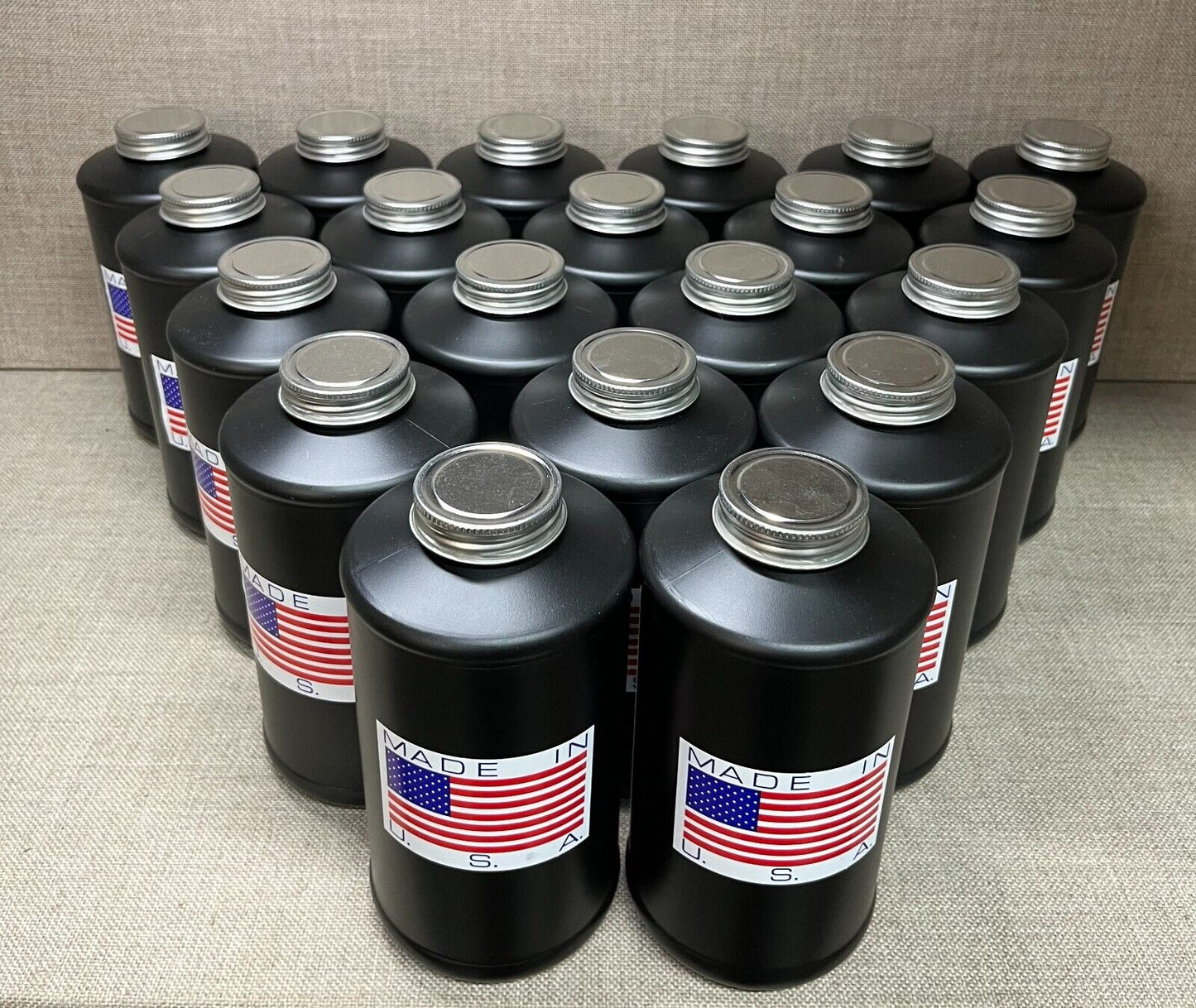 20 Empty Black Quart Bottles & Lids. Fits Pro Undercoating & Standard Guns "USA"