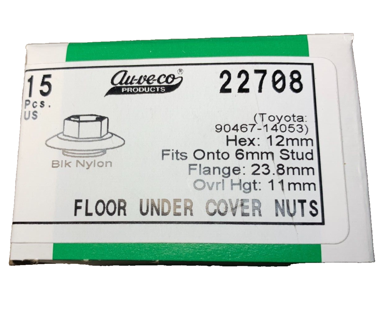 15 Auveco 22708 Under Cover Nuts 90467-14053