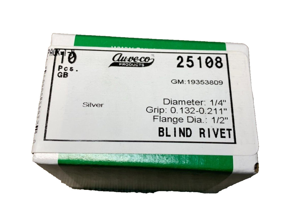 10 Auveco - 25108 - Inner Wheelhouse Blind Rivet- 1/4 Dia GM 19353809 ...