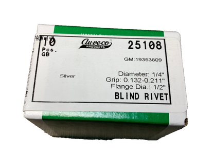 10 Auveco - 25108 - Inner Wheelhouse Blind Rivet- 1/4 Dia  GM 19353809