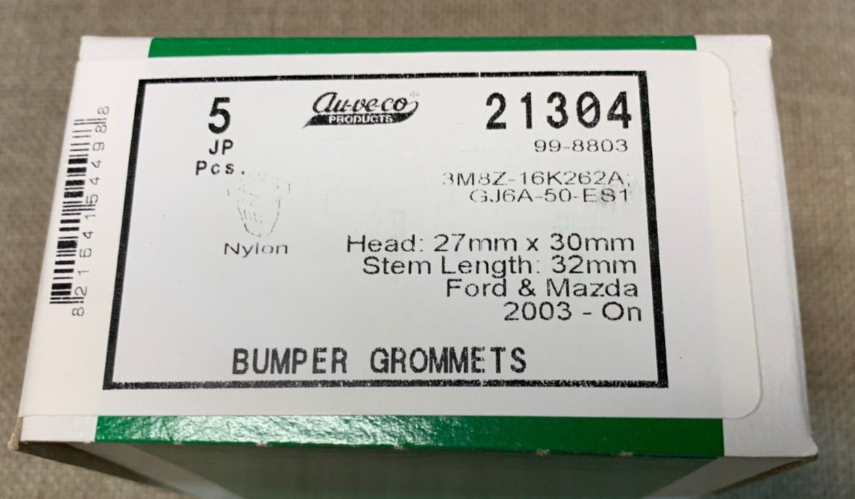 Auveco 21304 Rear Bumper Grommet With Sealer 5 pcs.