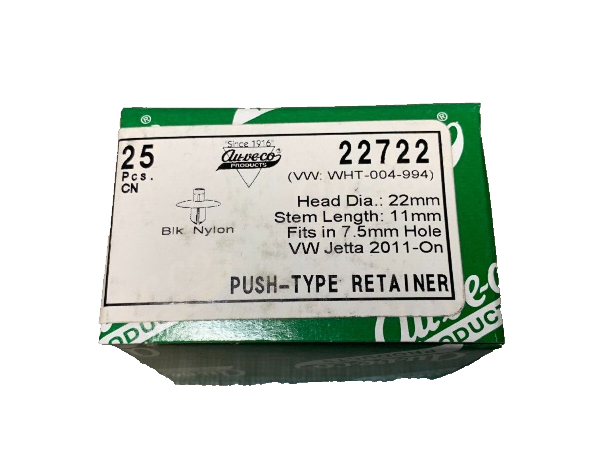 25 Auveco 22722 Interior Push-Type Retainer, 22mm Head, for VWW WHT-00 ...