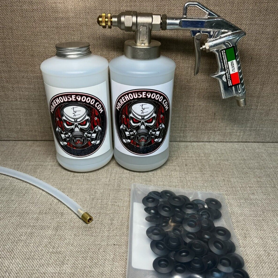 Pro Undercoating Spray Gun with 1 Straight Wand, 2 Quart Bottles, and 50 Plugs