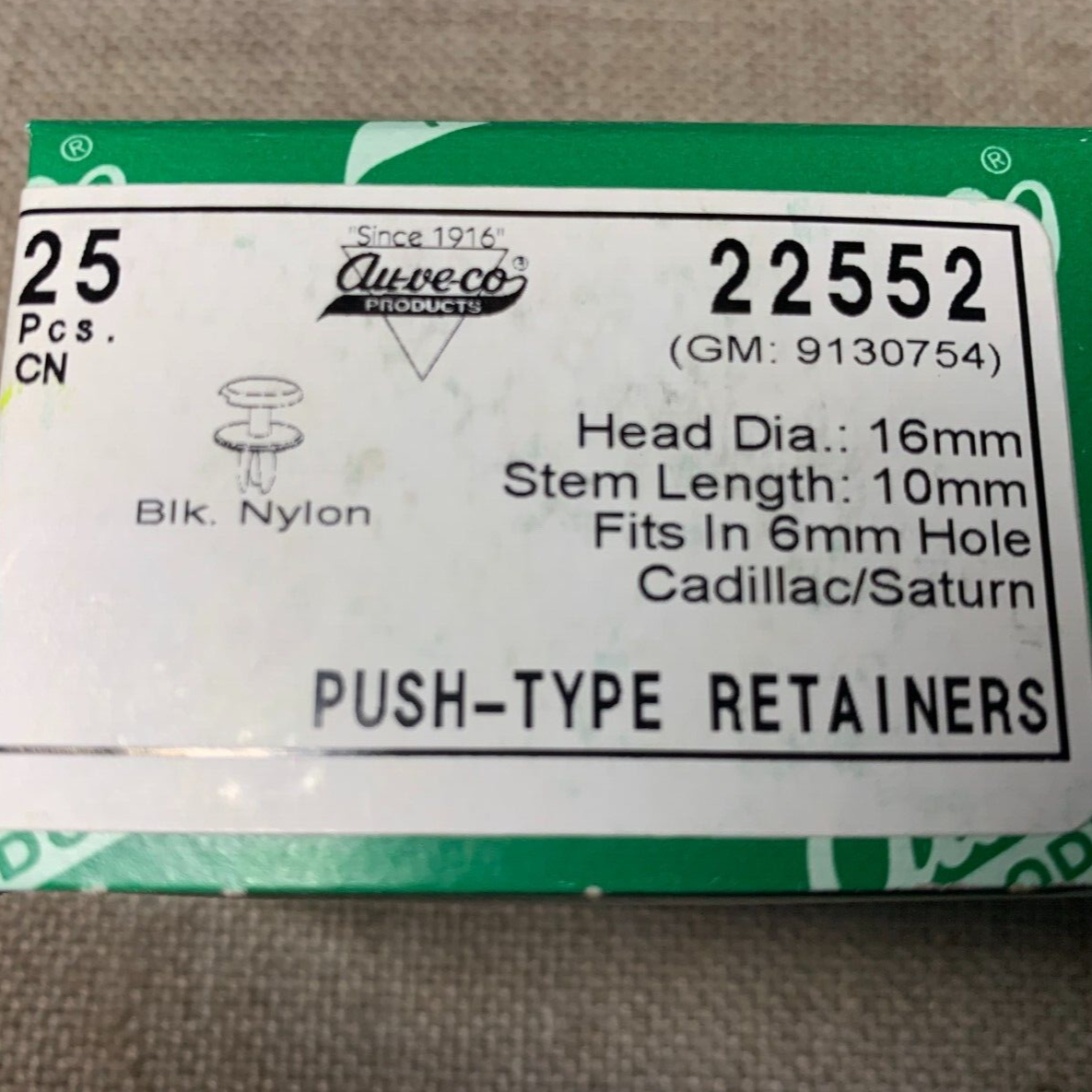 25 Auveco 22552 Push-Type Retainers GM 9130754