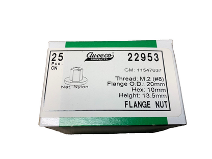 25 Auveco0 22953  Flange Nut, M4.2 (#8), Nylon, for GM 11547637