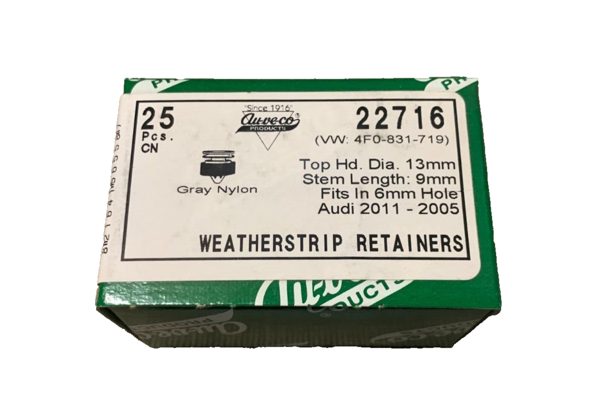 25 Auveco 22716 Door Weatherstrip Retainer With Sealer VWW: 4F0-831-719