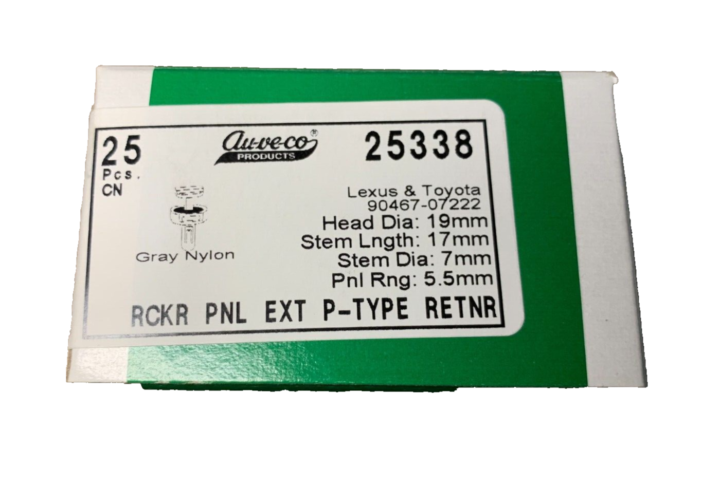 25 Auveco 25338 Rocker, Mud Guard, Rocker Panel Moulding Extension Push-Type Ret