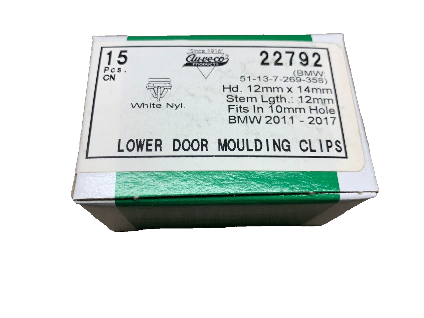 15 Auveco 22792 Lower Door Moulding Clips 51-13-7-269-367