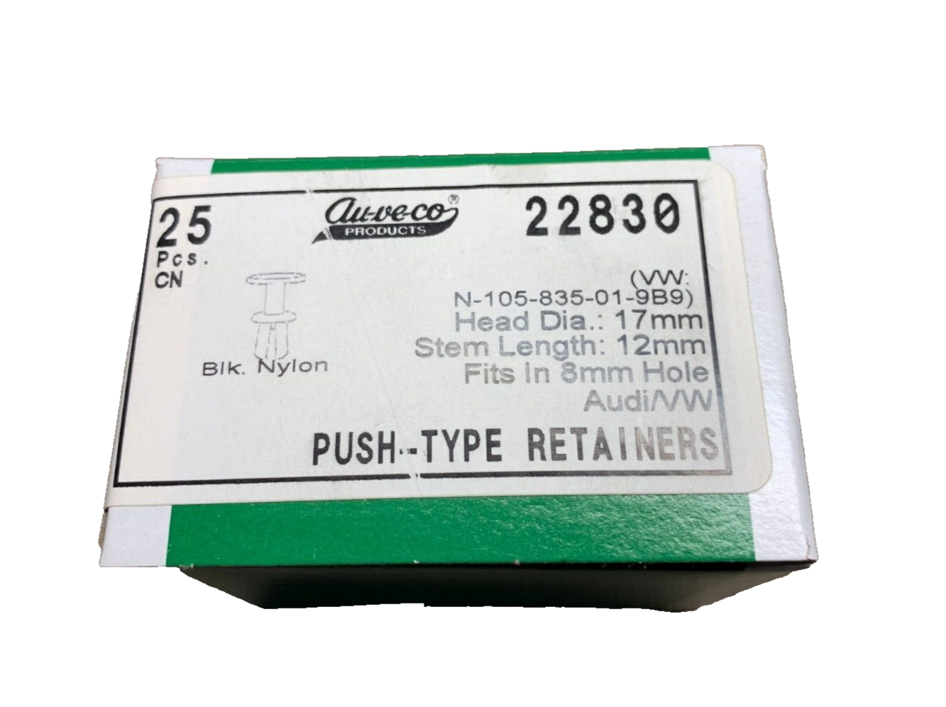 15 Auveco 22828  Push-Type Retainer for VWW WHT-005-263