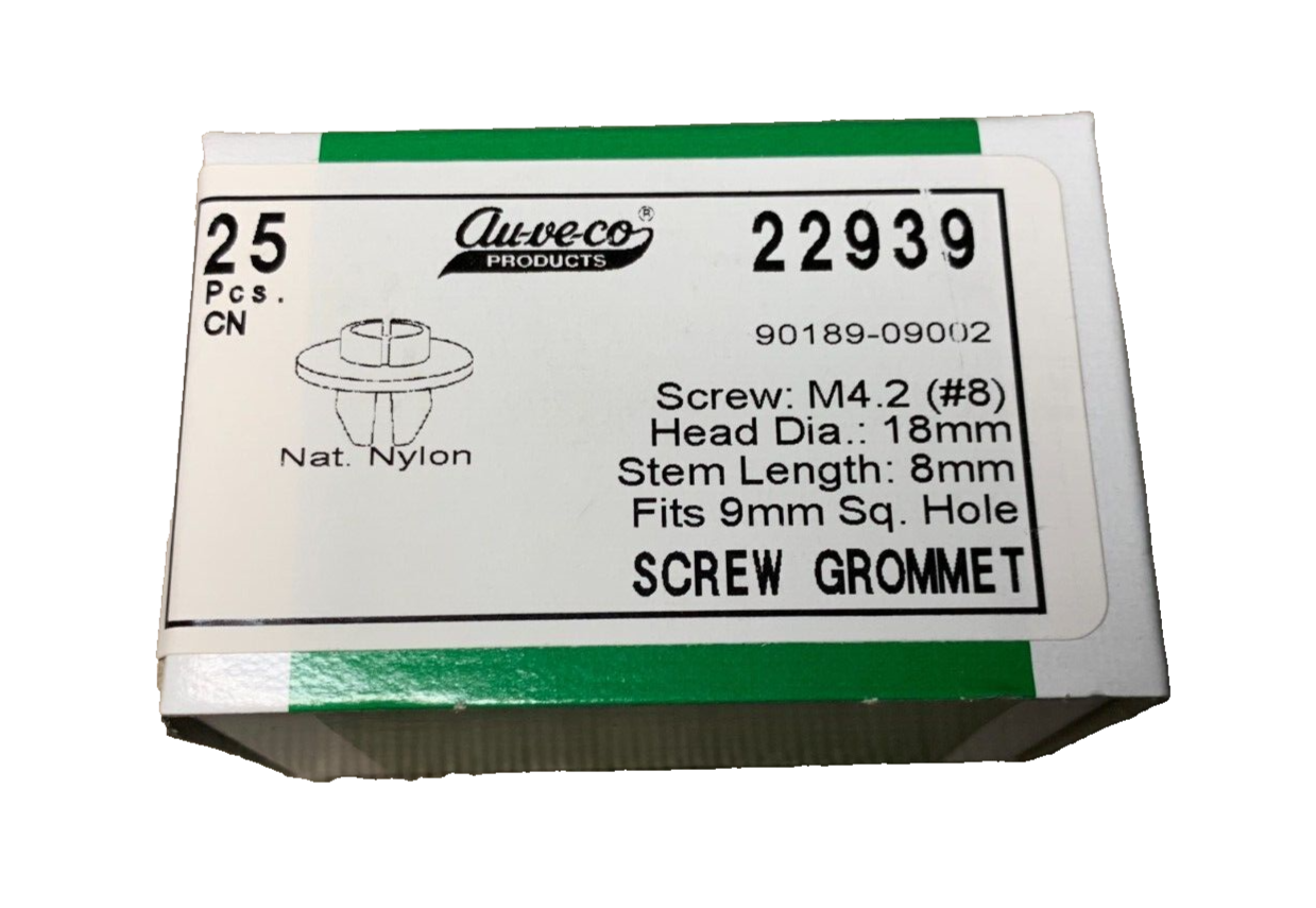 25 Auveco 22939  #8 (M4.2) Screw Grommet, Nylon, 16mm Head Dia, Toyo 90189-09002