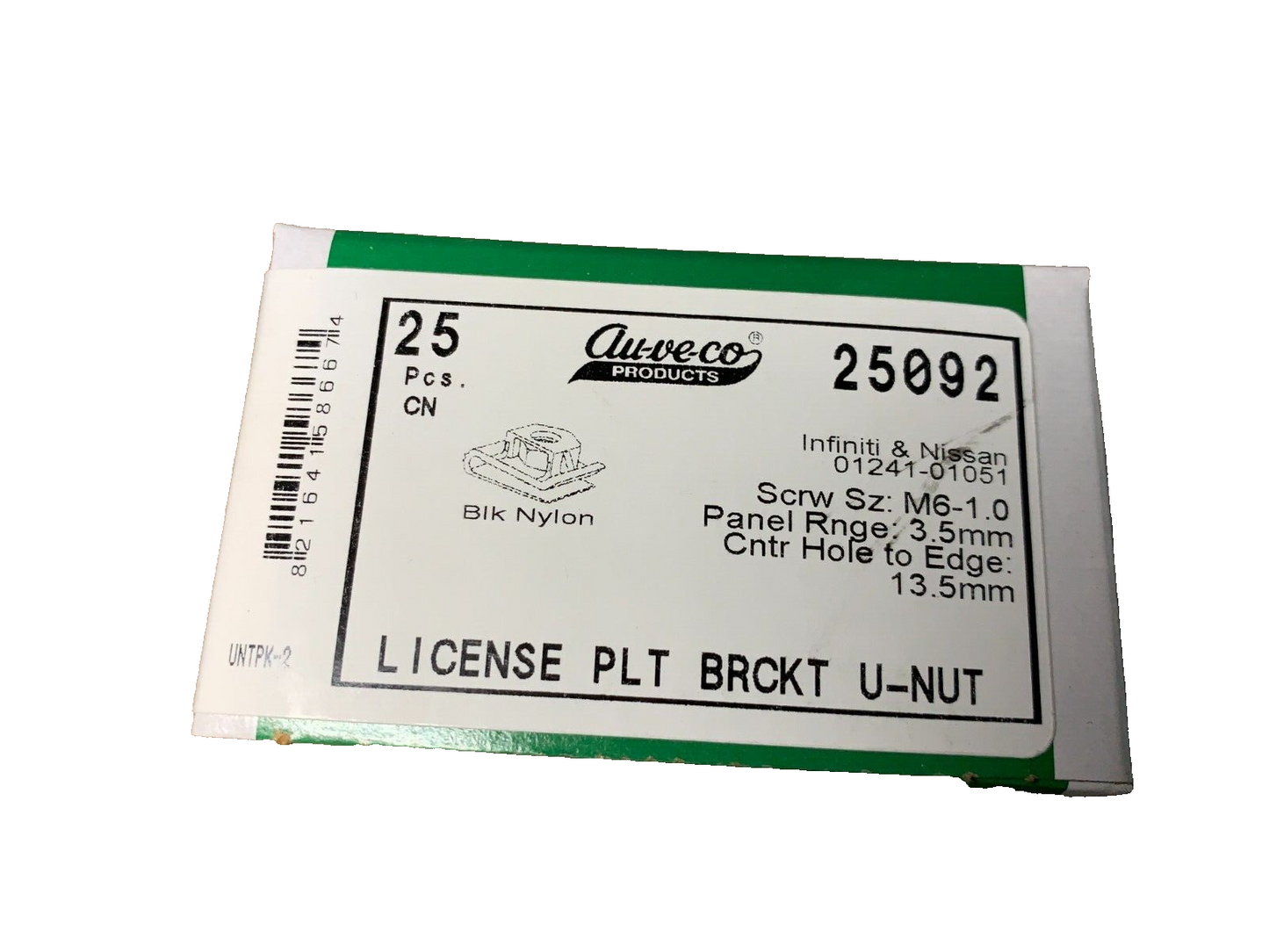 25Auveco - 25092 - License Plate Bracket U-Nut 01241-01051