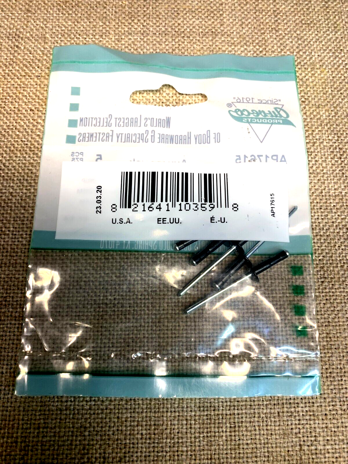 1-5 Piece Auveco AUVECOPAK AP17615Alumi/Steel Rivets 1/8" Dia: 3/16" 3/8 Grip