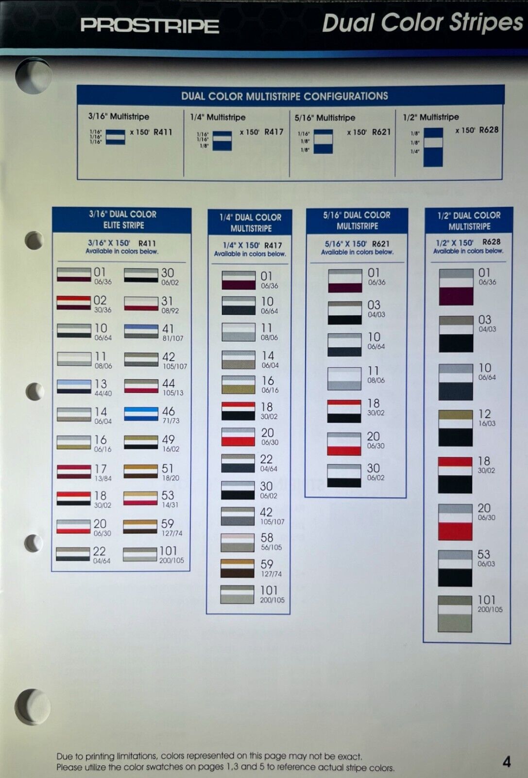 Prostripe Newest Pinstripe, Vinyl  Product Catalog and color Guide V.63 USA