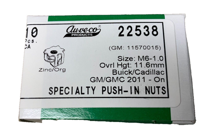 10 Auveco 22538 GM SPECIALTY PUSH-IN NUT