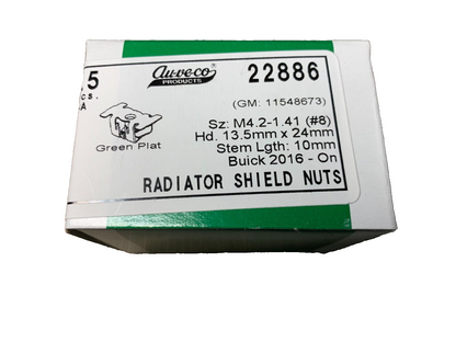 25 Auveco 22886 Radiator Shield Nut, 13.2 x 24mm, for GM 11548673