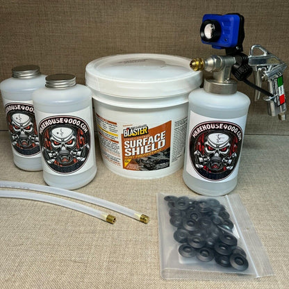 Pro Undercoating Gun Kit with Gallon PB Blaster, Spray Gun Light, Spray Undercoating Gun, 2 Wands, 3 Quart Bottles, and 50 Rust Plugs