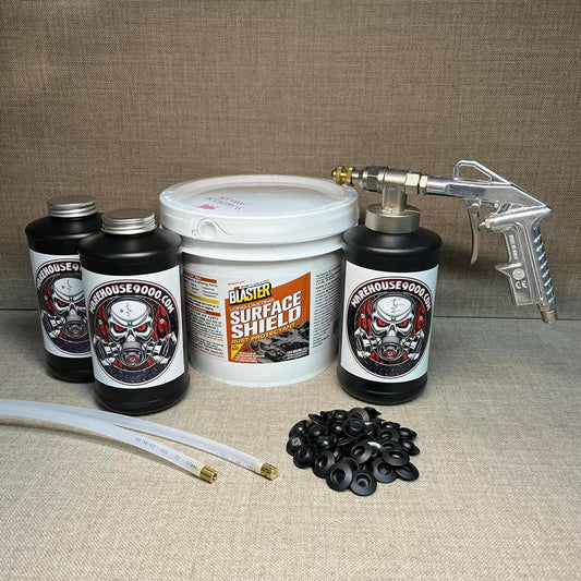Gallon PB Blaster Surface Shield, with Pro Undercoating Spray Gun, 2 Wands, 3 Quart Bottles, and 50 Rust Plugs