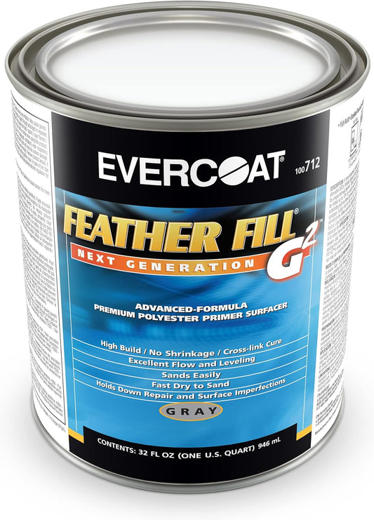 Evercoat Feather Fill G2 Premium Polyester Primer Surfacer for Fiberglass, SMC & More - 32 Fl Oz WITH HARDENER