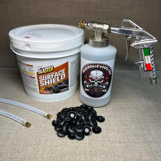 Gallon PB Blaster Surface Shield, Pro Undercoating Spray Gun, 2 Wands, 1 Quart Bottle, and 50 Rust Plugs