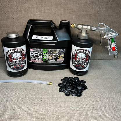 Gallon PFC Black, Pro Undercoating Spray Gun, 24" Straight Wand, 2 Black Quart Bottles, and 50 Rust Plugs