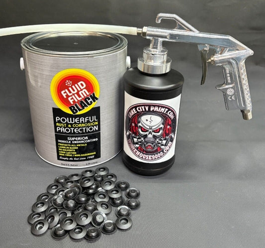 Gal. Fluid Film Black, Semi Pro Undercoating Gun, 1 Wand, 1 B Qt. Bottle, and 50 Rust Plugs