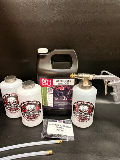 Gal NH Oil Undercoating, Pro Undercoating Gun, 2 Wands, 3 Quart Bottle, 50 Rust Plugs