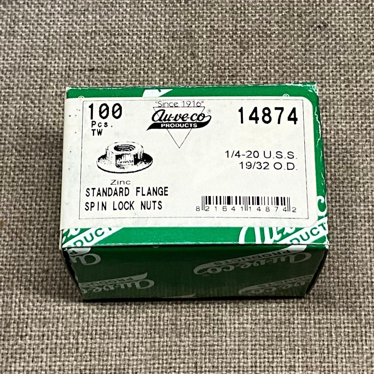 100 Standard Flange Spin Lock Nuts w/ Serrations Auveco 14874 Universal Auto