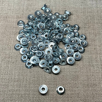 100 Standard Flange Spin Lock Nuts w/ Serrations Auveco 14874 Universal Auto