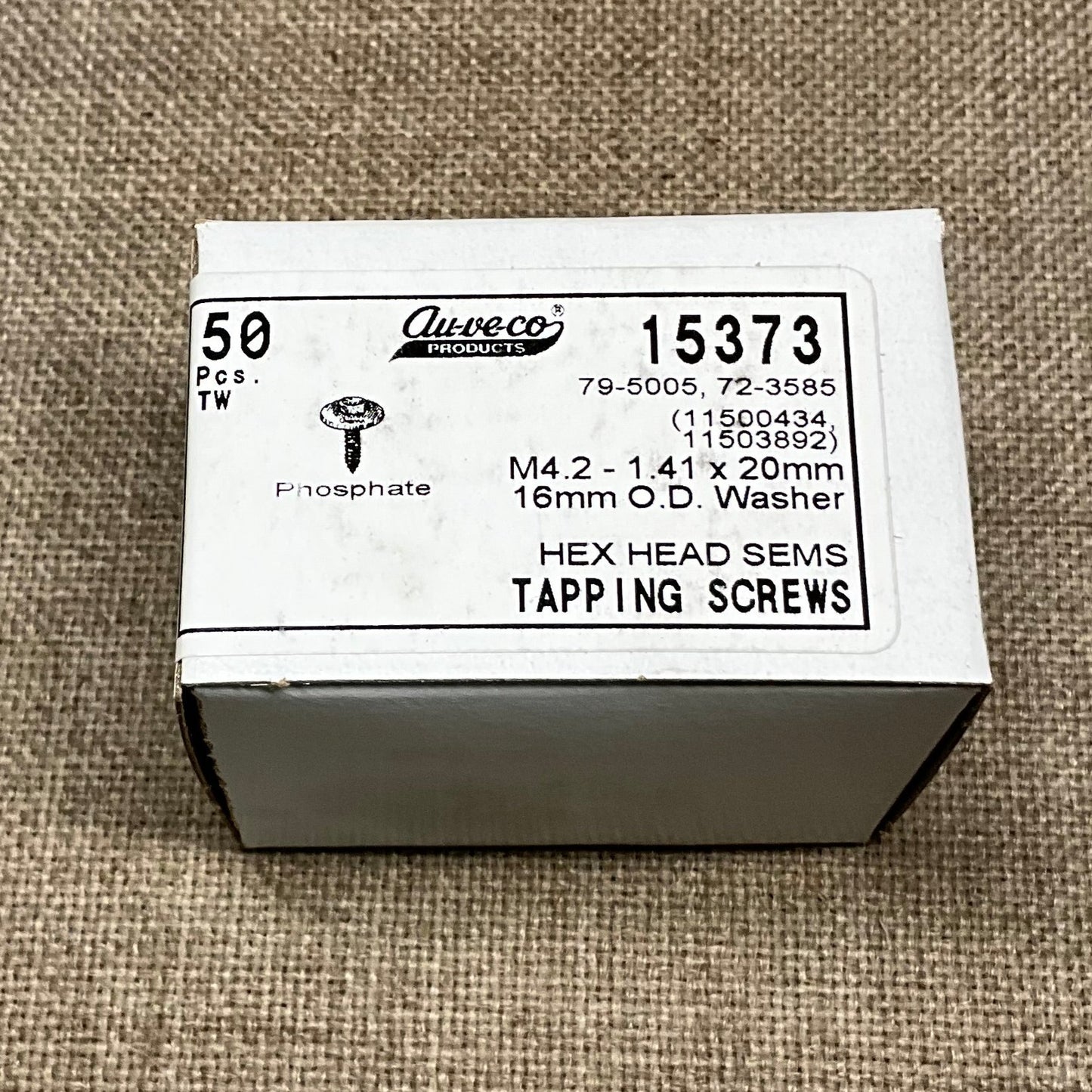 50 Hex Head Sems Tapping Screws Auveco 15373 GM OEM : 11500434 ; 11503892