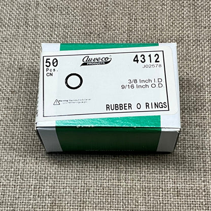 50-Auveco 4312 O-Rings 3/8" Inner Diameter, 9/16" Outer Diameter, 3/32" Thick