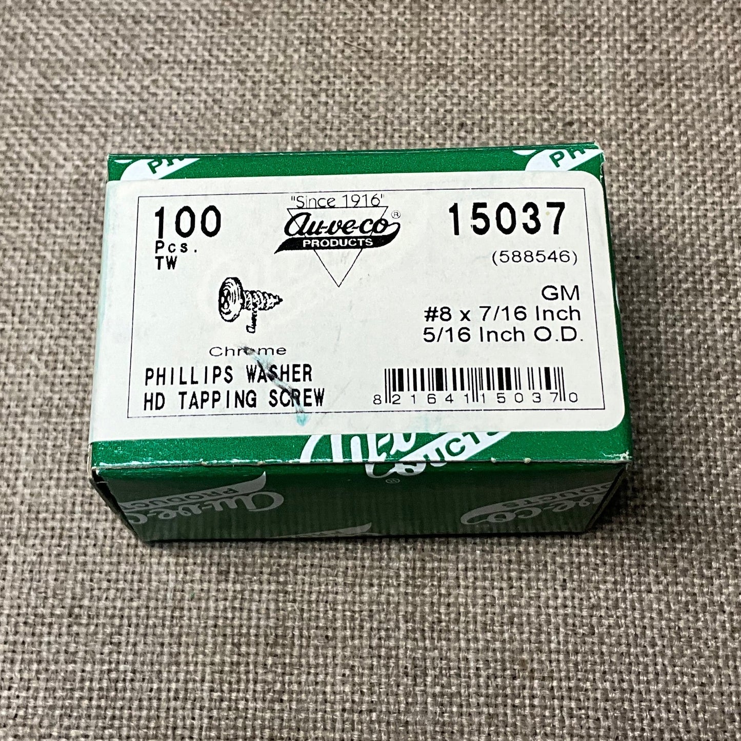 Auveco 15037 Stainless Steel Tapping Screw #8 x 7/16"  Chrome Finish (Qty: 100)