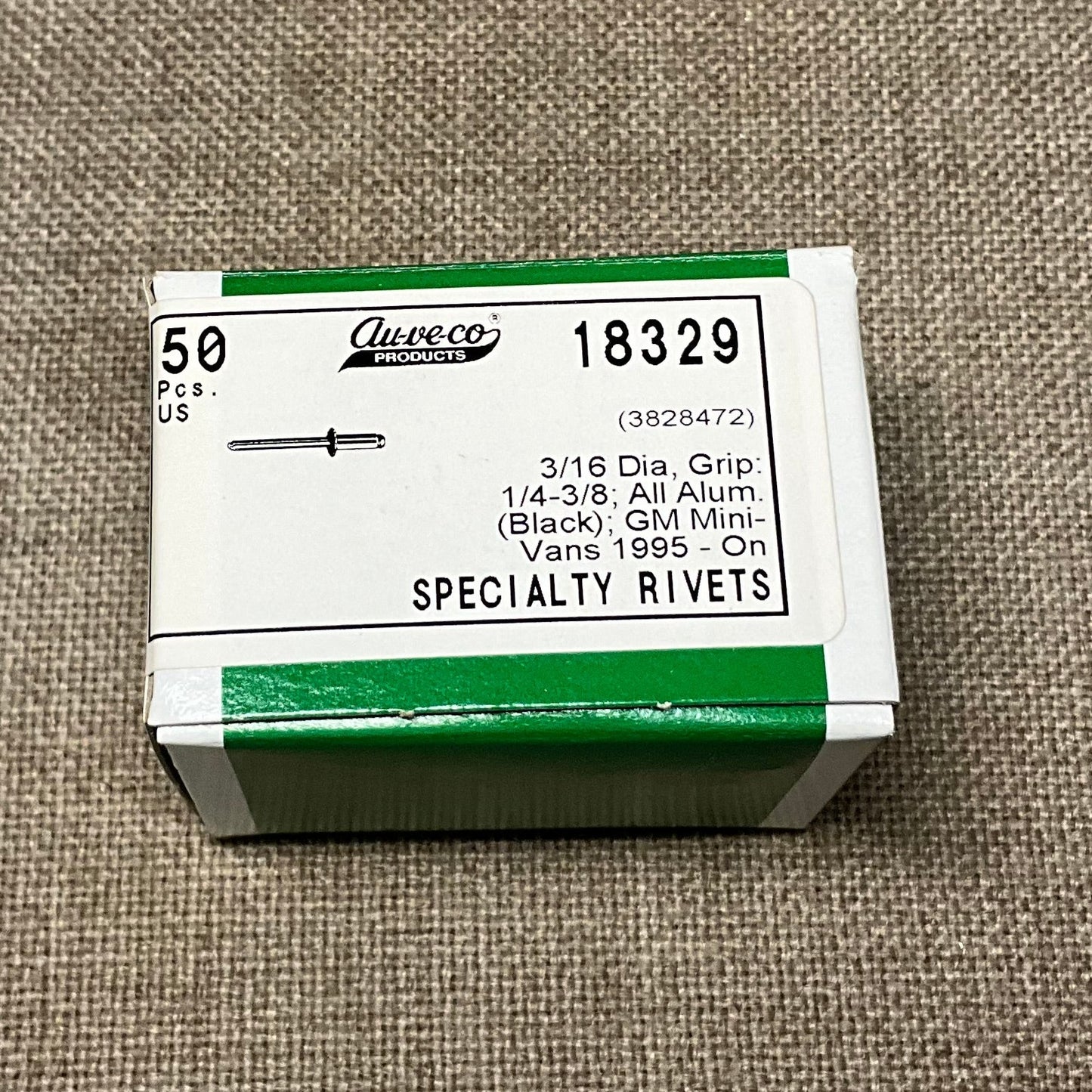 Auveco 18329 GM Specialty Rivet 3/16 Dia. 1/4-3/8 Grip Alum. 50pcs