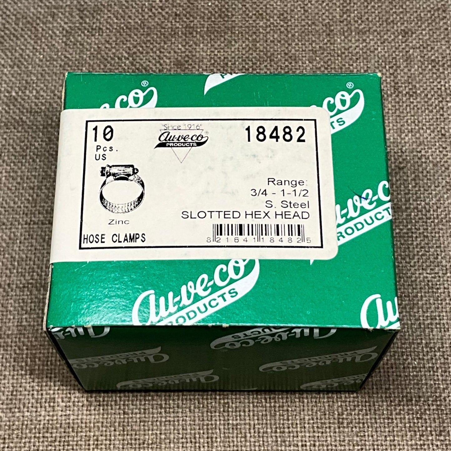 Auveco 18482 Hose Clamp Size #16  3/4" -1-3/4" 10 pcs.