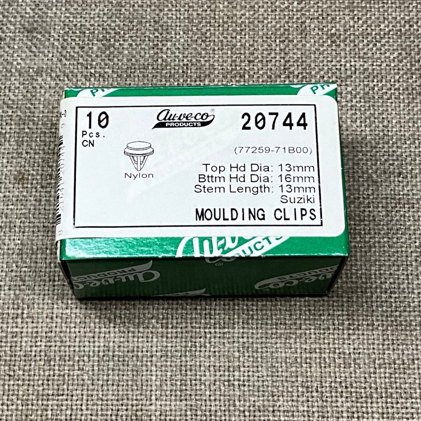 Auveco 20744 Moulding Clips, White Nylon -77259-71BOO  10 pcs.