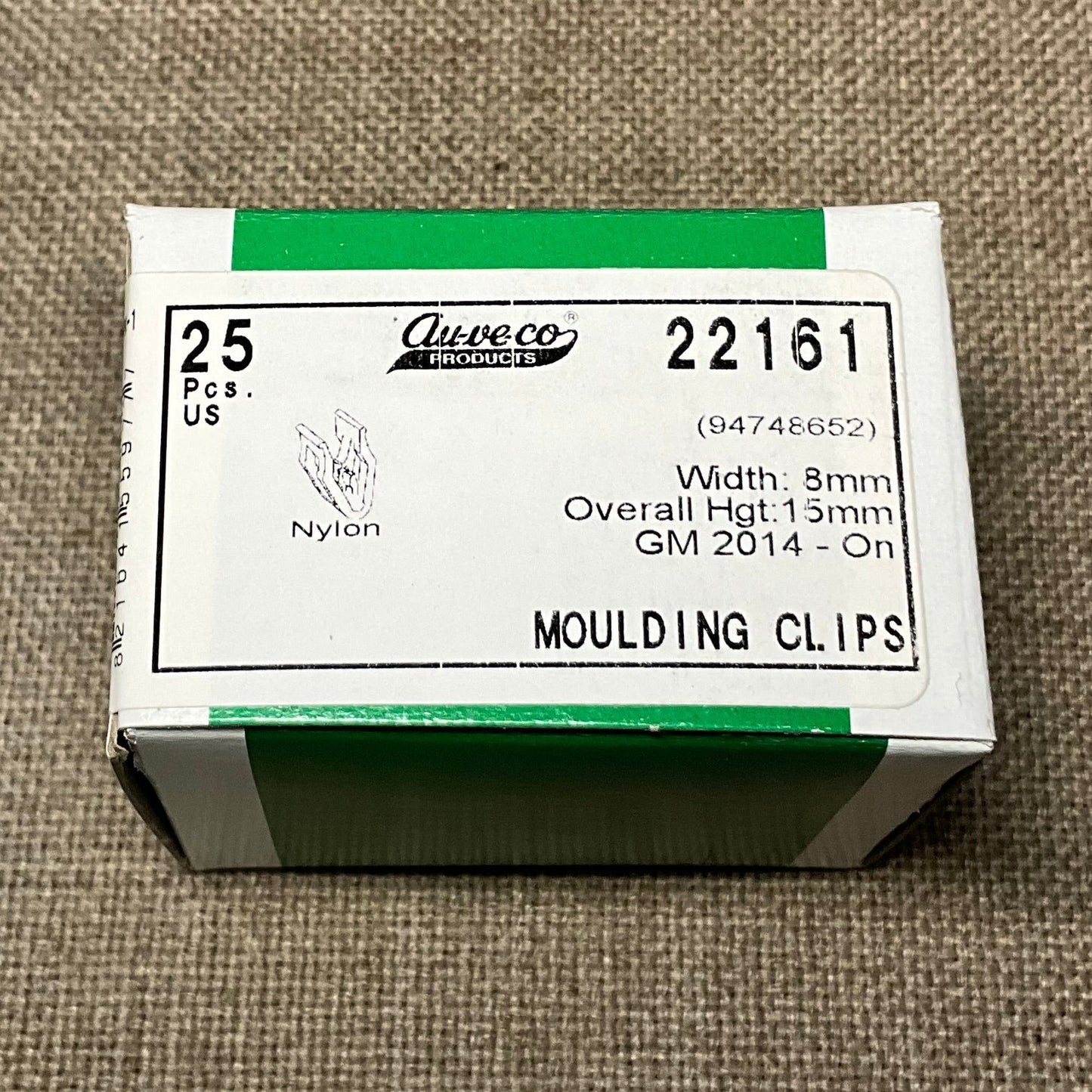 Auveco 22161 Moulding Clips Fits GM 94748652 - Box of 25