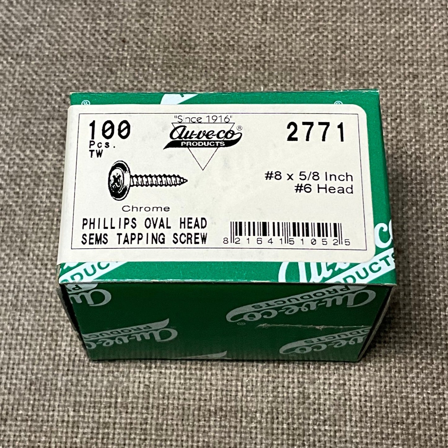 Auveco 2771 #8 X 5/8" Phillips Oval Head SEMS Tapping Screw