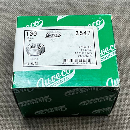 Auveco 3547 7/16"-14 Finish Hex Nut, Zinc (Qty: 100)