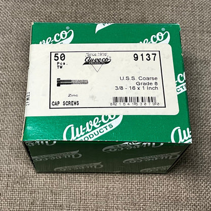 Auveco 9137 3/8"-16 x 1" Grade 8 Hex Cap Screws, Zinc (Qty: 50)