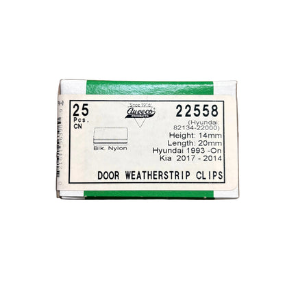 25 Auveco 22558 Door Weatherstrip Retainer for Kia & Hyundai 82134-22000
