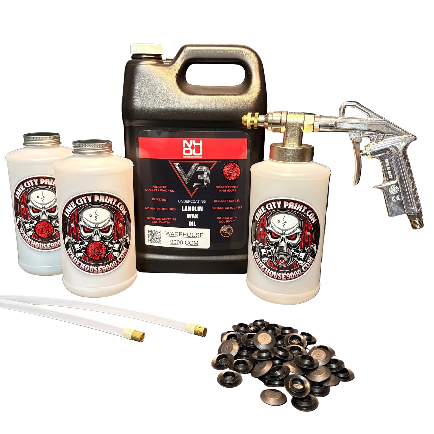 Complete NH Oil V3 Pro Undercoating Gun – 2 Wand Kit (3 W Quart Bottles)