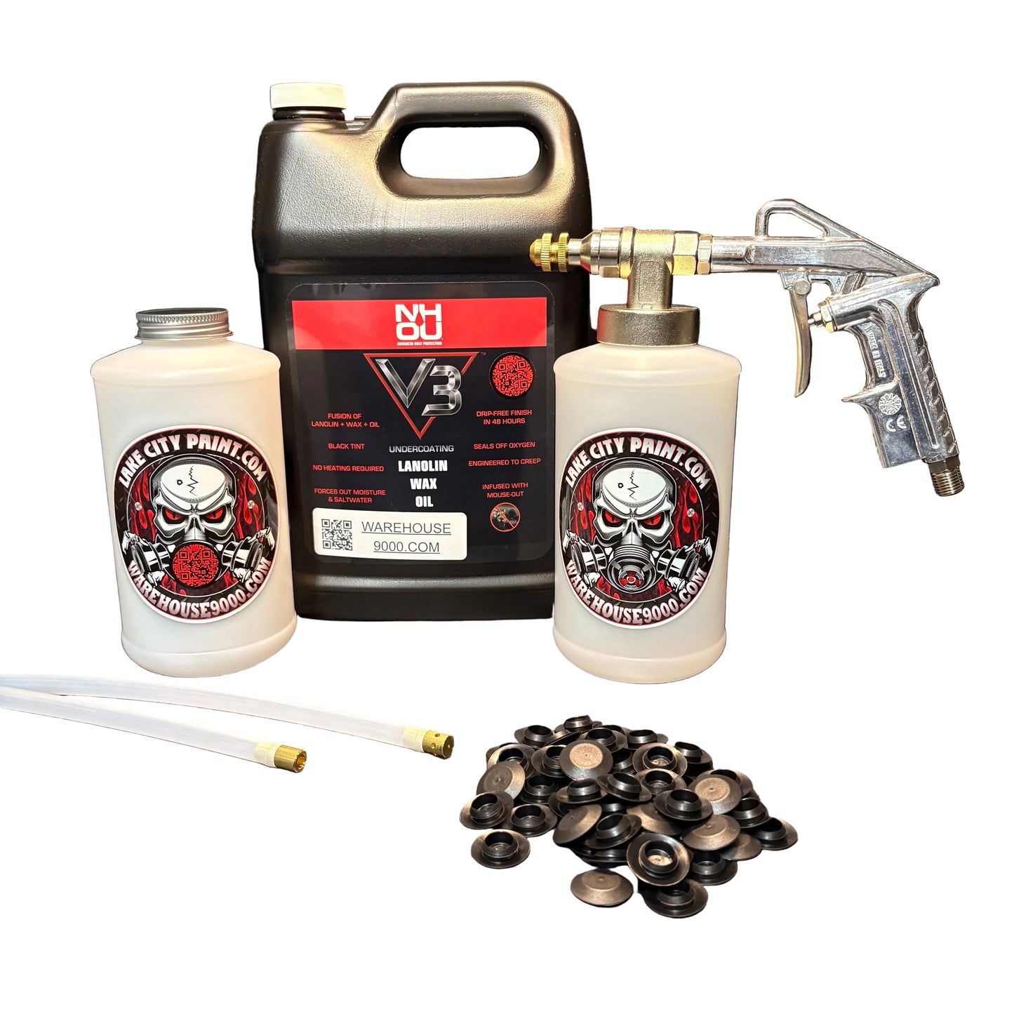 NHOU V3 Pro Undercoating Gun – 2 Wand Kit (2 W Quart Bottles)