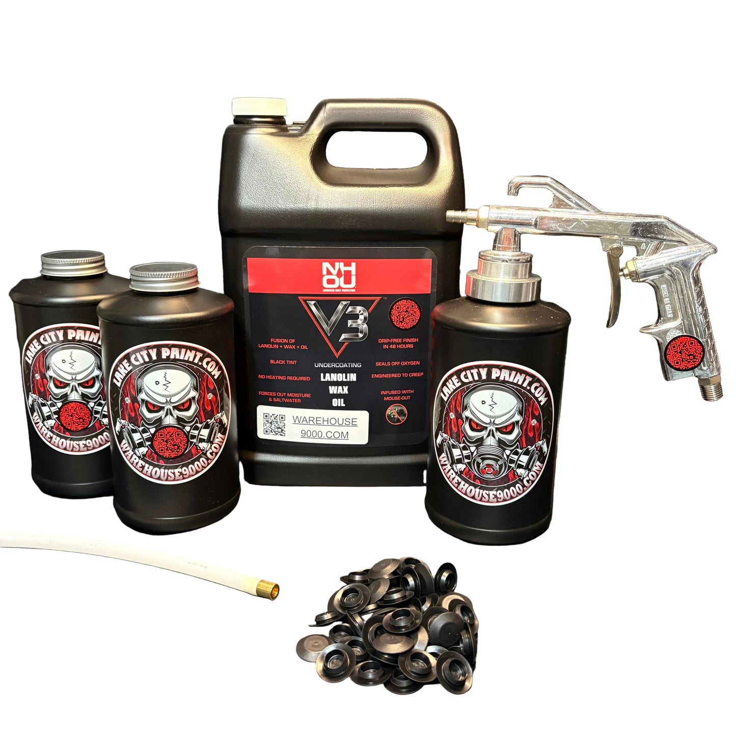 Complete NHOUV3 Semi-Pro Undercoating Gun - Straight Wand Kit (3 B Quart Bottles)