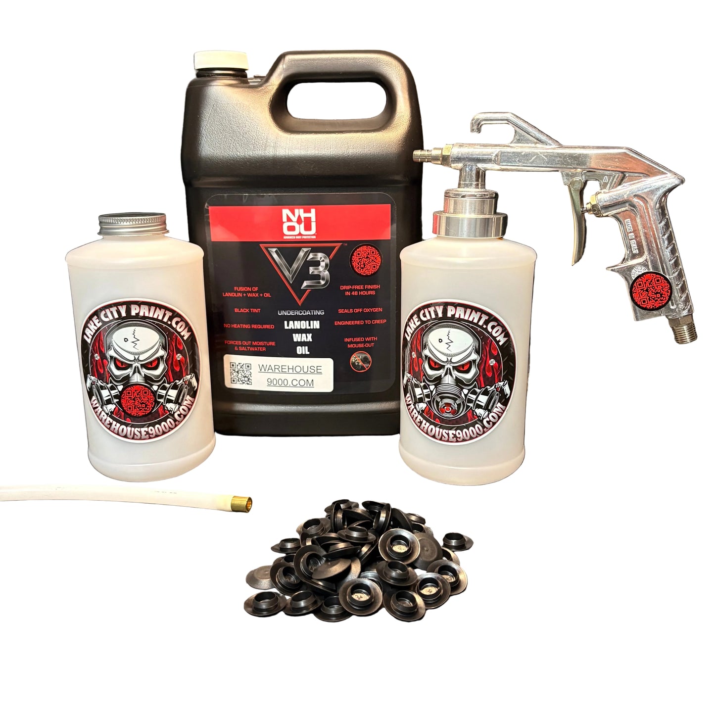 NHOUV3 Semi-Pro Undercoating Gun - Straight Wand Kit (2 W Quart Bottles)