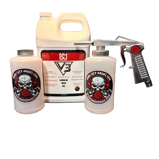 astro economy undercoating spray gun with bottle and rust protection fluid for automotive undercoating application