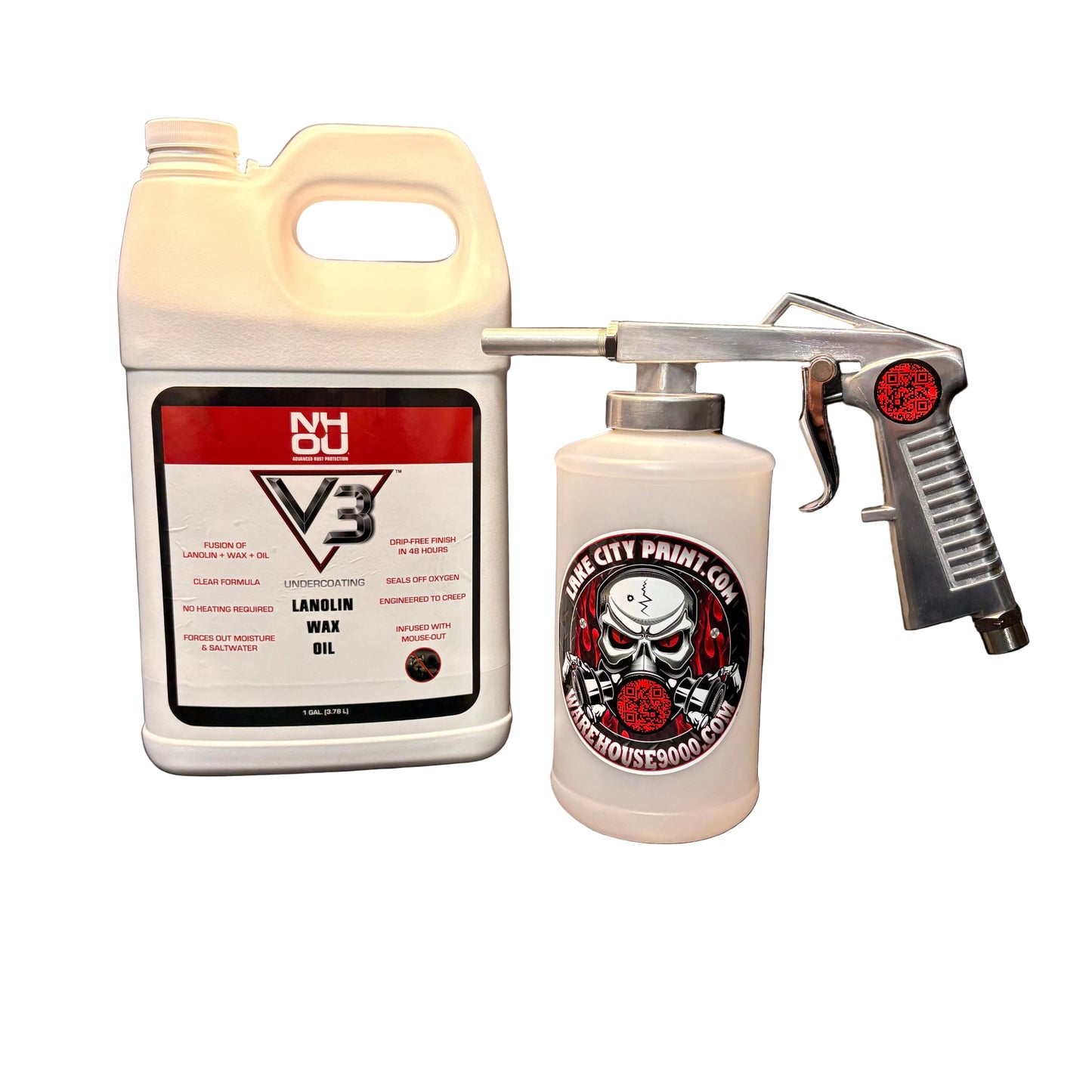 astro economy undercoating spray gun with bottle and rust protection fluid for automotive undercoating application