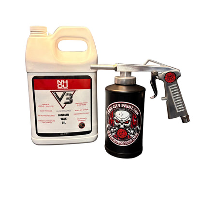 astro economy undercoating spray gun with bottle and rust protection fluid for automotive undercoating application
